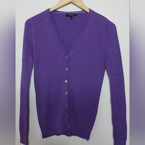 Made in Spain St. Bernard for Dunnes purple ribbed cardigan v neck  XL cotton